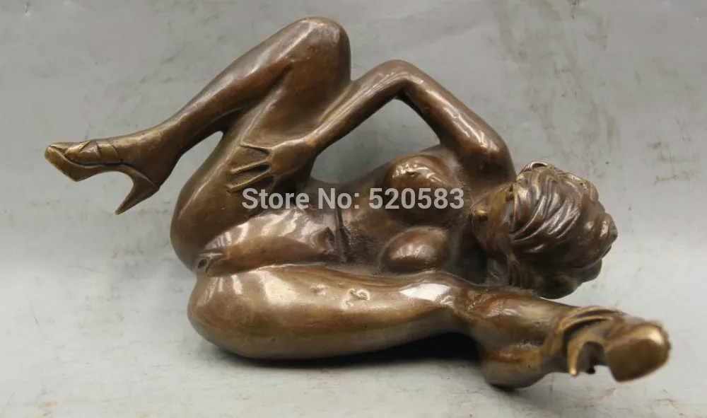 " китайская Бронзовая Сексуальная Западная Белль Голая девушка женщина резная статуя скульптура быстрая
