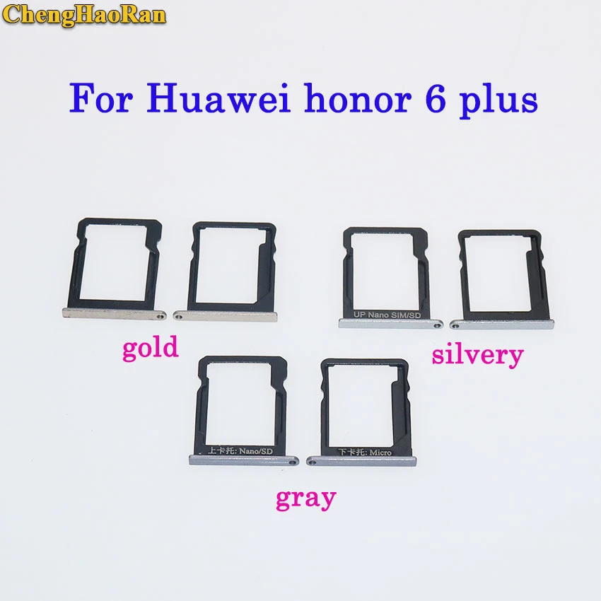 ChengHaoRan SIM Card Tray + Micro S D Card Tray for Huawei Honor 6 plus  repair parts SIM Card Tray Slot Holder|Connectors| - AliExpress