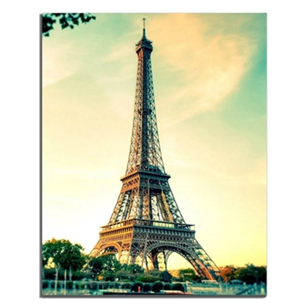 

Paris Tower City Scenery Sunrise Sky Buildings Road Abstract Oil Painting Modern Art Picture No Frame For Home Decoration