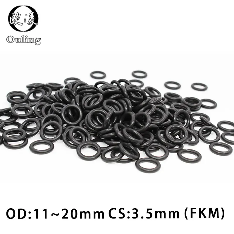 10 шт фторкаучуковое Кольцо черное уплотнительное кольцо FKM CS: резиновое уплотнительное кольцо, 3,5 мм, OD11/12/13/14/15/16/17/18/19/20 мм
