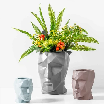 

Nordic INS Creative Ceramic Face Flower Decoration Modern David Dried Flower Vase Ornaments Home Living Room Flower Arrangement