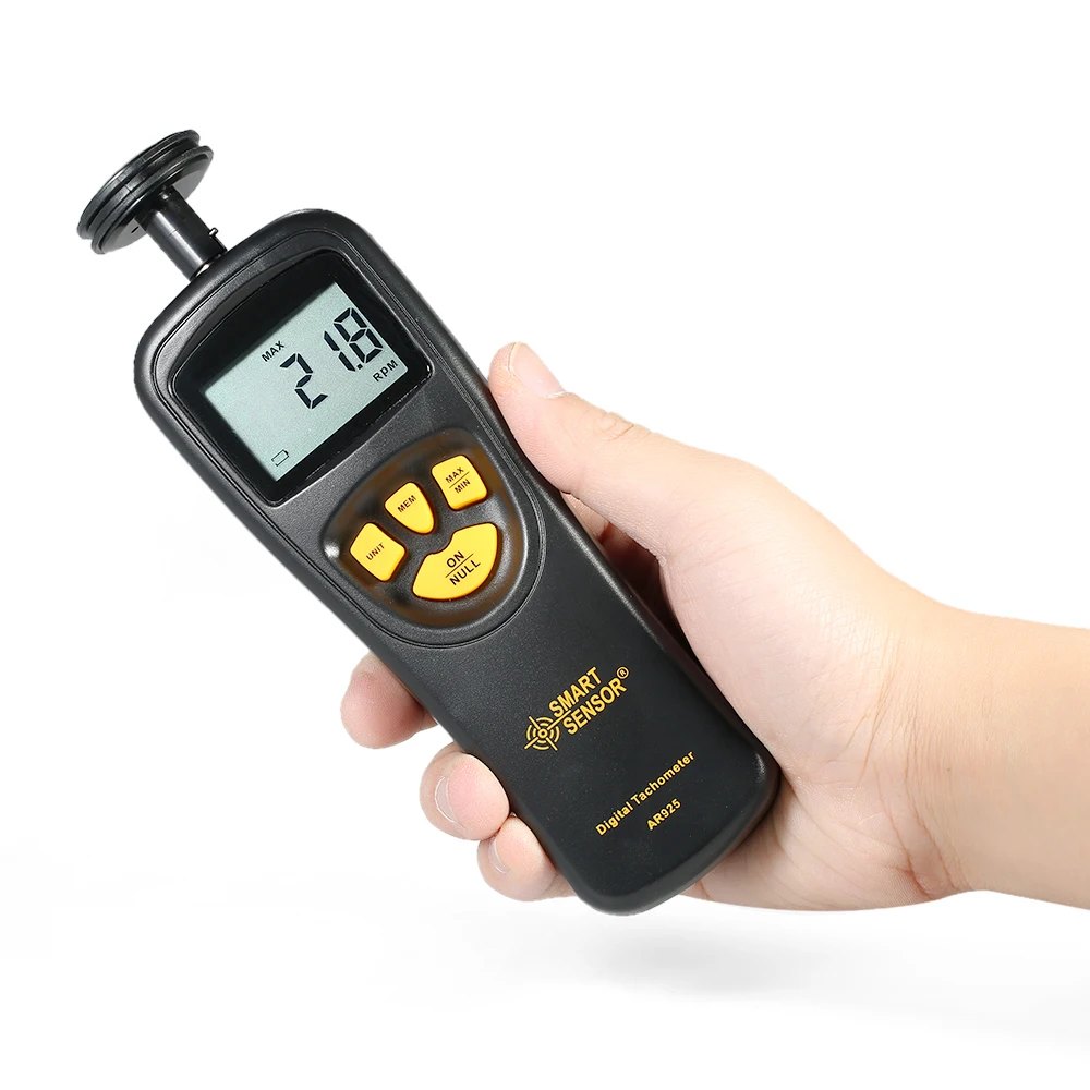 

SMART SENSOR AR925 Handheld Contact LCD Digital Tachometer Speedometer Tach Meter Wide Measuring Rang 0.5 ~ 19999 RPM