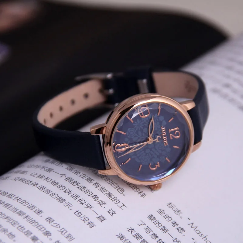 Новые женские часы Япония Mov Ретро часы изысканные модные платье браслет кожа резка девушка подарок на день рождения Julius 929 - Цвет: Синий