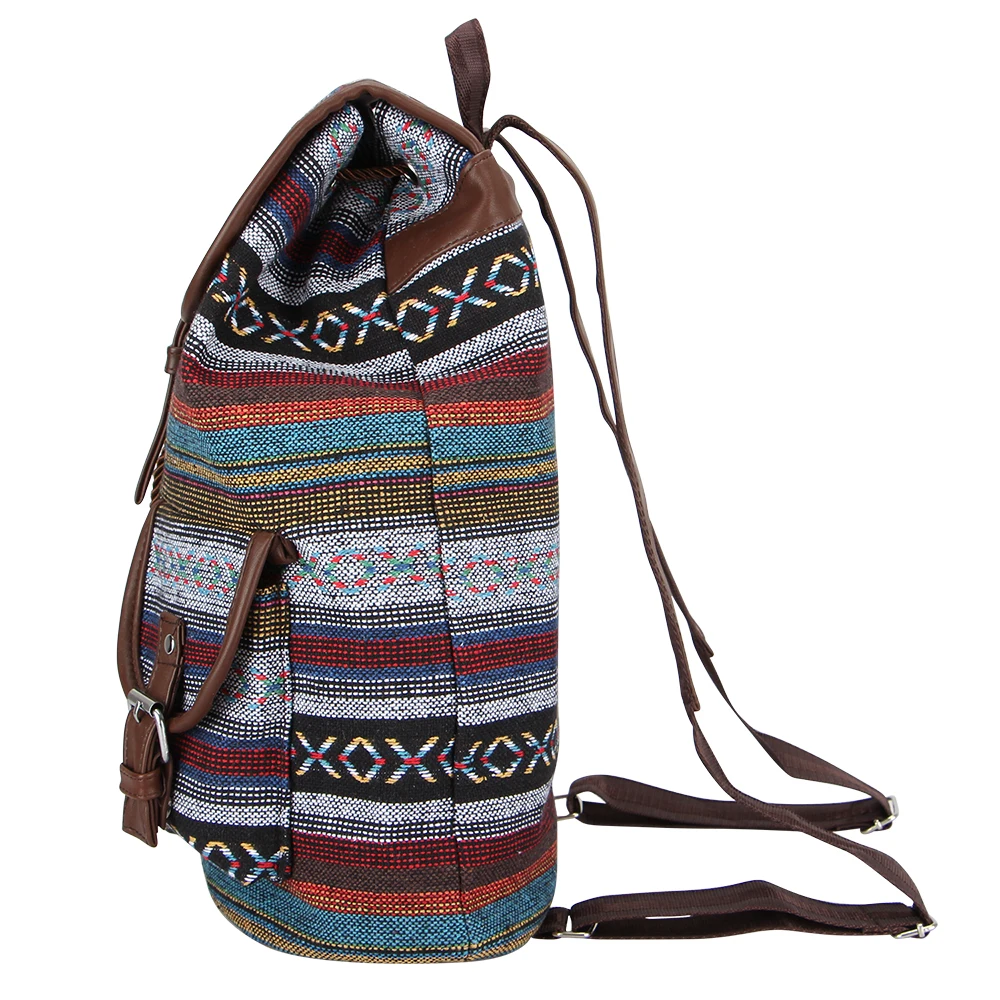 SANSARYA New Thai Woven Retro Aztec Women Backpack Bohemian Boho Drawstring Rucksack Hippie Vintage Teen Girls School Bags