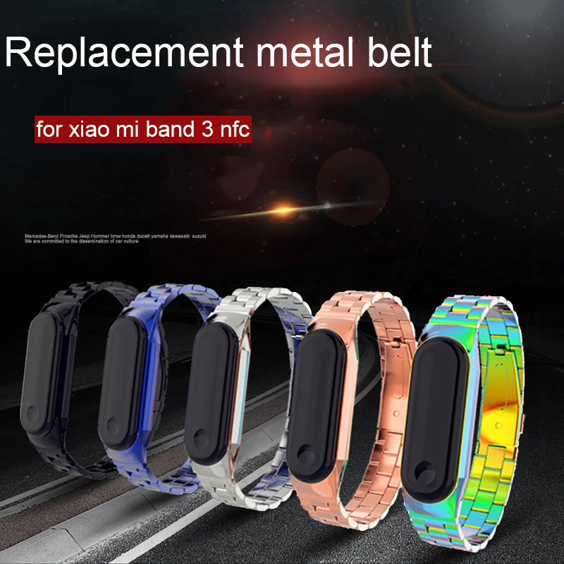 

Metal Wrist Strap For Xiaomi Mi Band 3 Stainless Steel Bracelet For Miband 3 Nfc Camouflage Wristbands Mi 3 Wrist Accessories