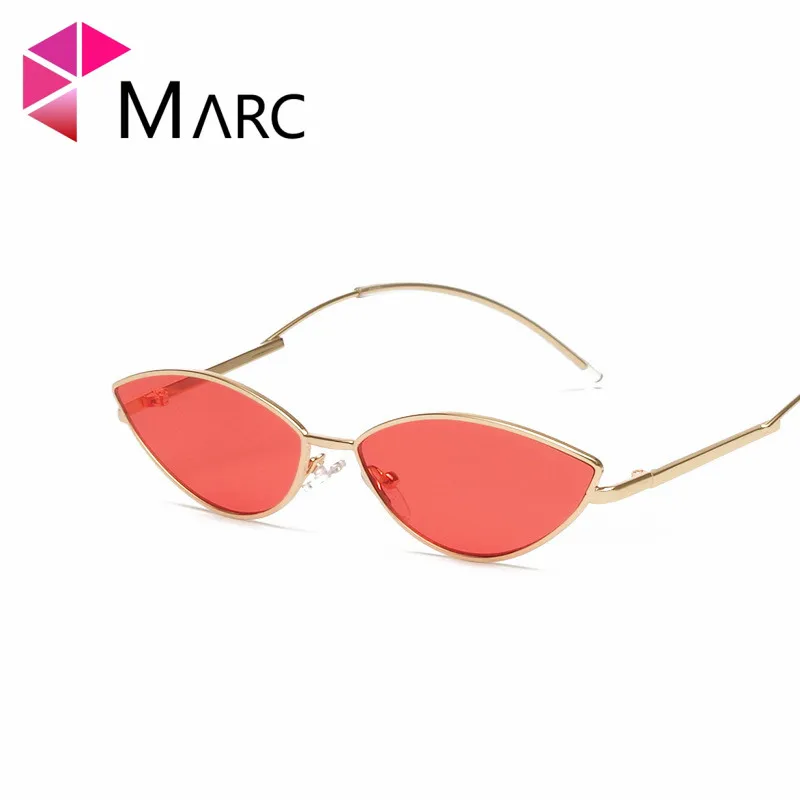 

MARC 100%UV400 WOMEN MEN 2018NEW Brand Clear Eyewear Mirror Cat eye Design Red Trendy Alloy Sunglasses Gafas Oculos Resin