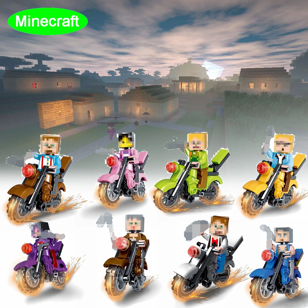 

Legoing Minecraft My World Figures Motorcycle Enderman Ghast Guardian Villager Zombie Creeper Pigman Blocks Toy Minecrafts Toys