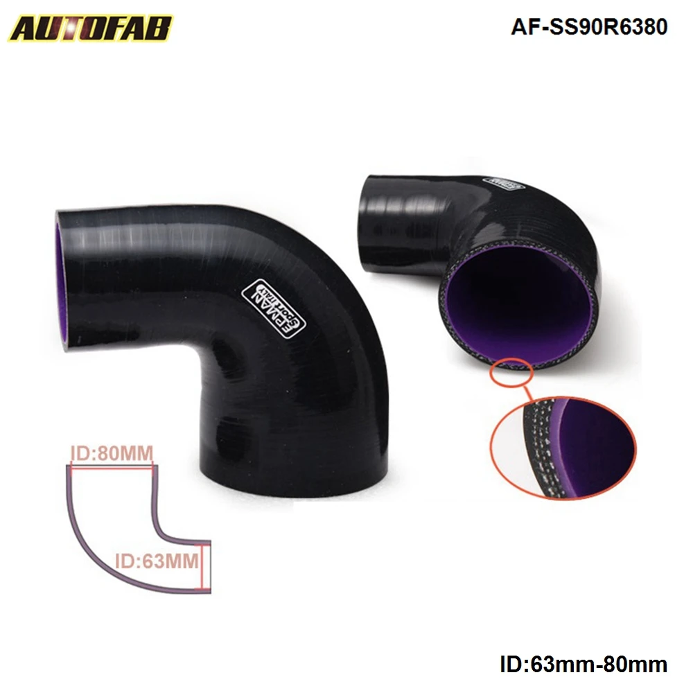 2.5&quot-3 1/8&quot 63mm-80mm 90 Degree Silicone Elbow Reducer Tube Hose 4-Ply Black For Honda 08-12 Accord AF-SS90R6380 |