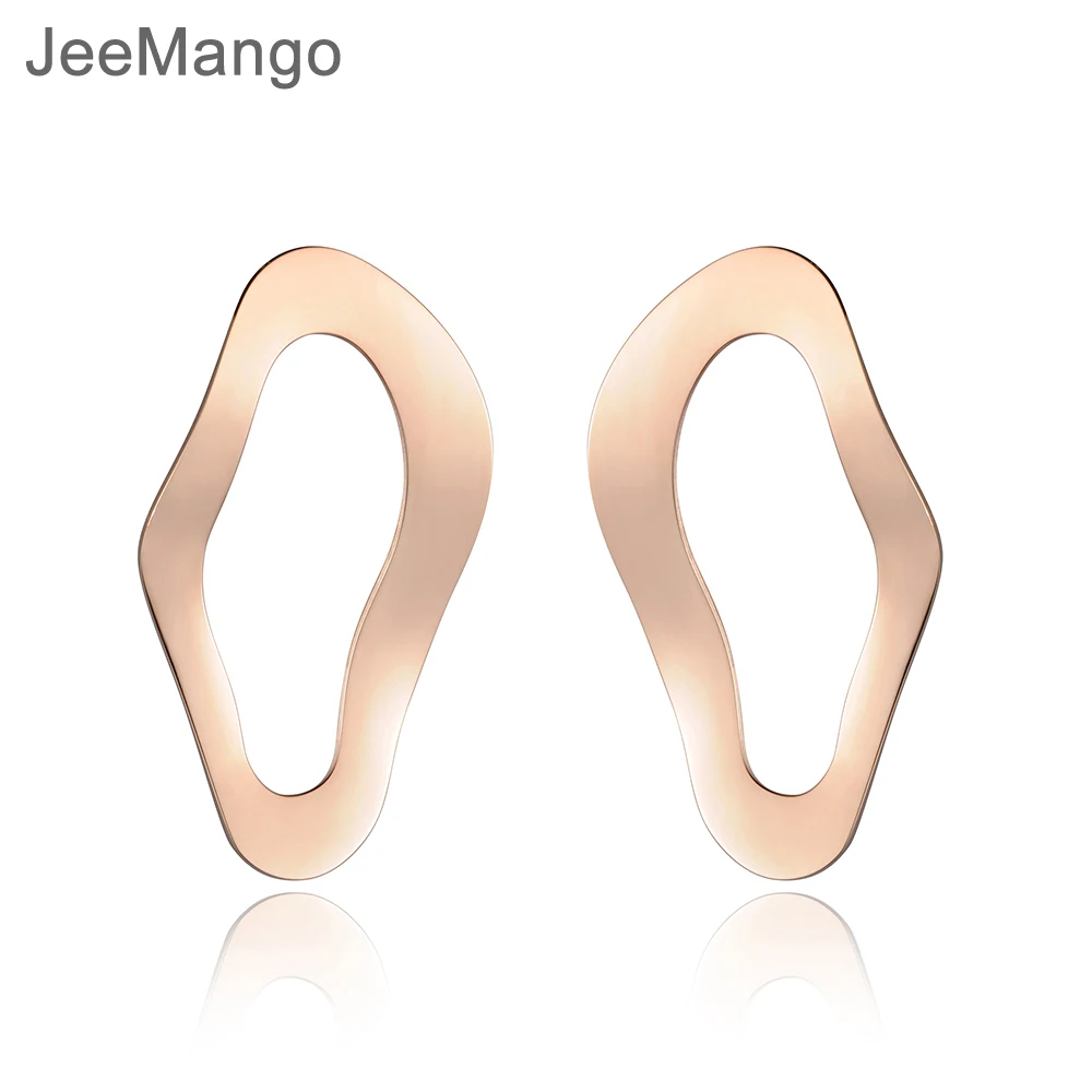 JeeMango Классическая титановая сталь Форма уха серьги ювелирные изделия Мода розовое золото цвет серьги гвоздики для женщин Brincos E18032