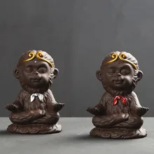 1 шт. мифический китайский человек Обезьяна Король модель чай ПЭТ фиолетовый глина чайный набор кунг-фу для дома чайный лоток и украшение автомобиля