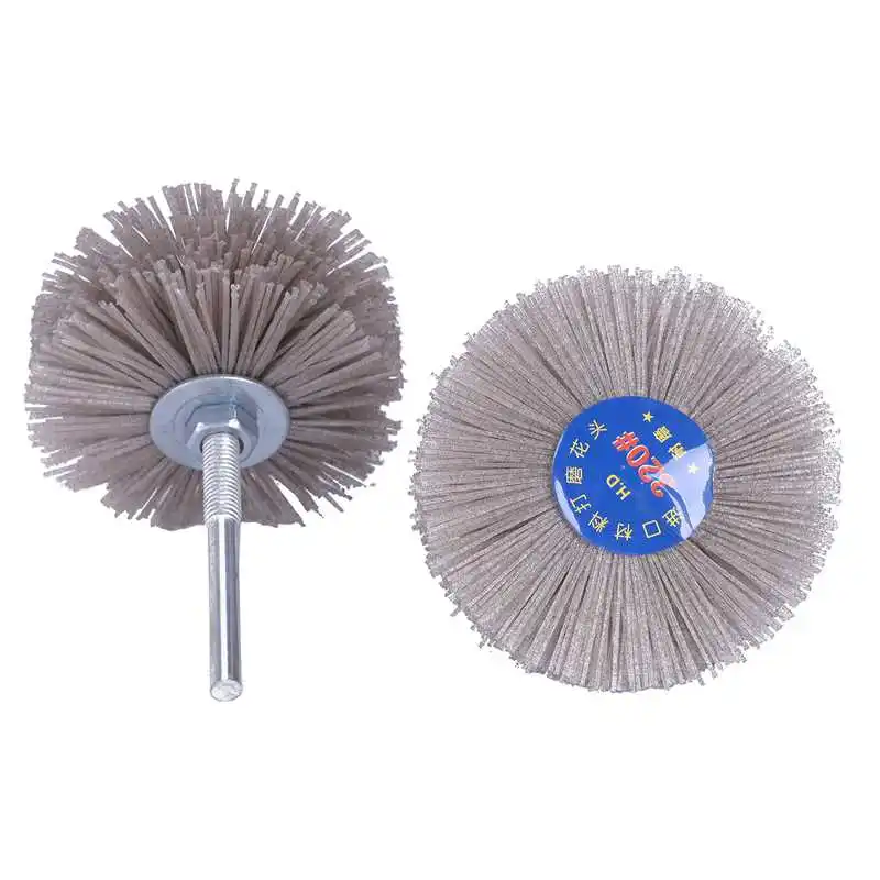 4 pieces(P120 P180 P240 P320) 85 x 35 x 6mm Drill Abrasive Wire Grinding Wheel Nylon Bristle Polishing Brush for Wood Furnitur