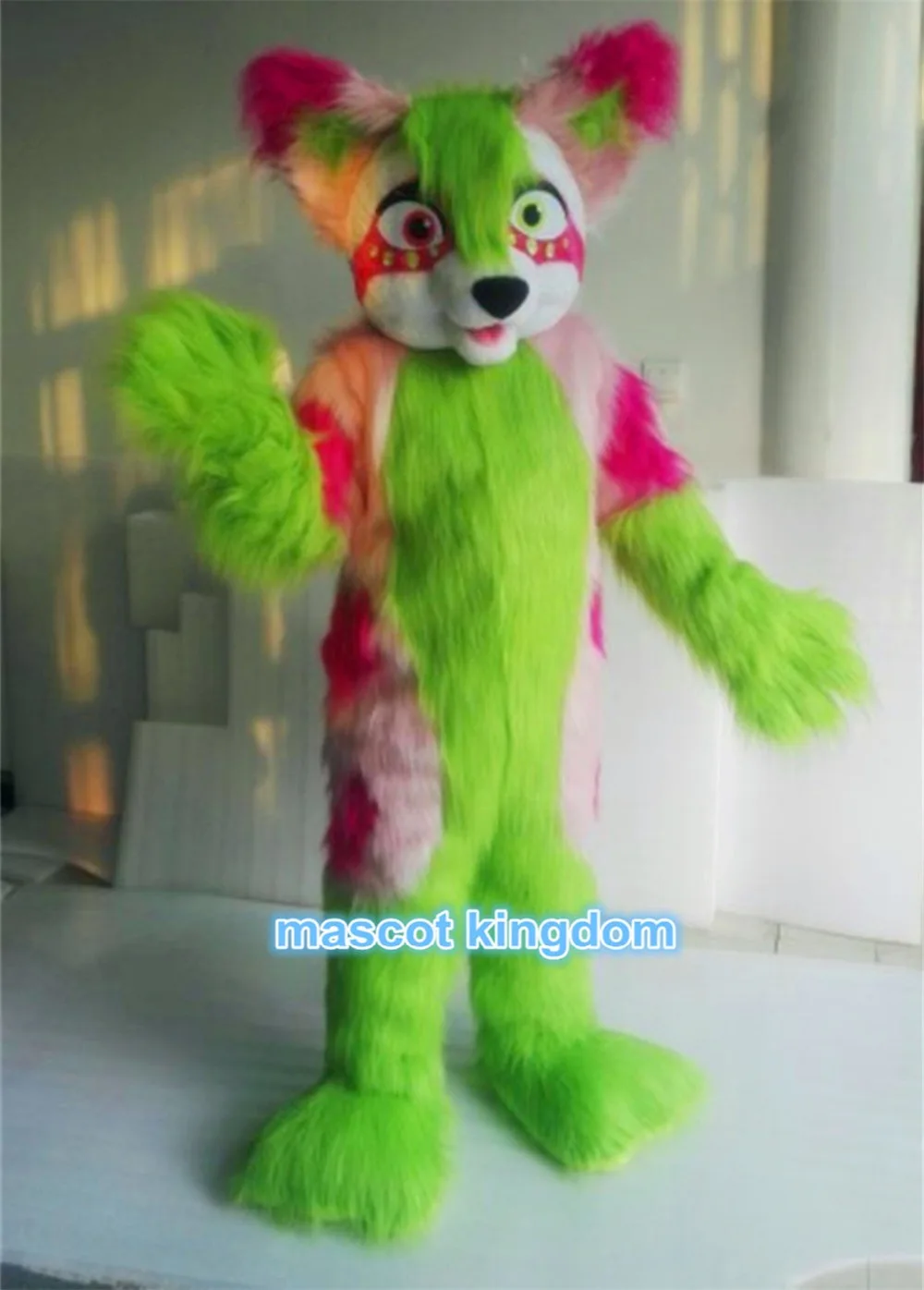

Colorful Husky Dog Mascot Costume Wolf Fox Cartoon Character Fancy Party Cosplay Dress Outfit Adult Size
