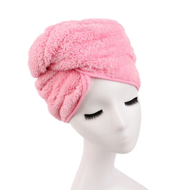 Женская шапочка для душа, полотенце для волос в ванной, супер впитывающее полотенце, тюрбан для сушки волос, шапка, головная повязка, быстросохнущая, 2b, одноцветная, LST - Цвет: 3