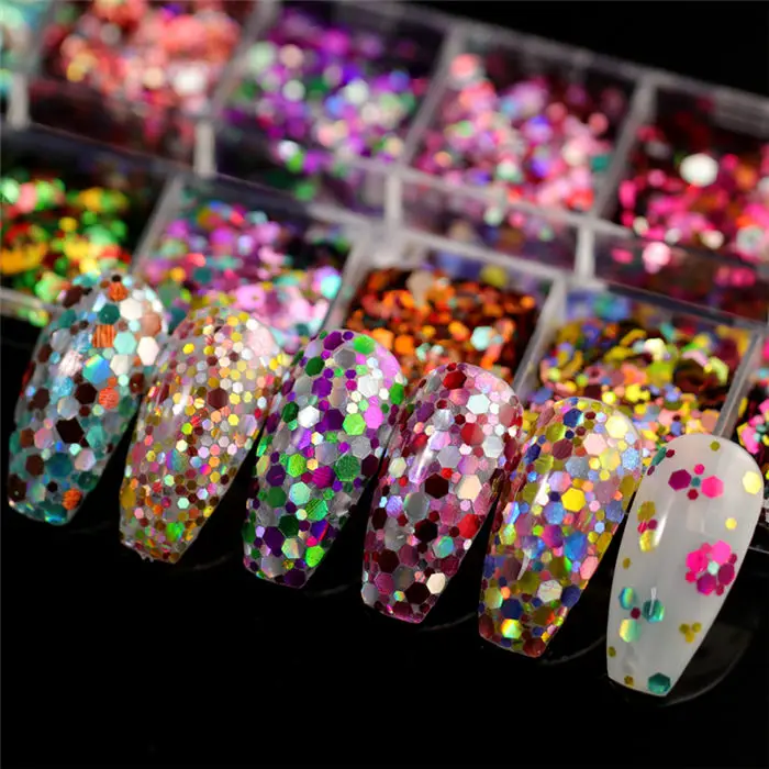 12 сеток/набор, голографический цветной лазерный лак для ногтей в виде русалки, 3D дизайн ногтей, блестящий Гель-лак для маникюра, декор своими руками, блестки - Цвет: CT-20