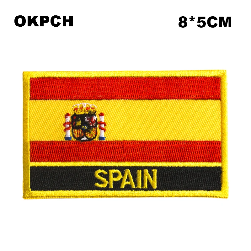 

Spain Flag patcheswork fabric embroidery patch in Patches iorn patches for clothing flower PT0190-R