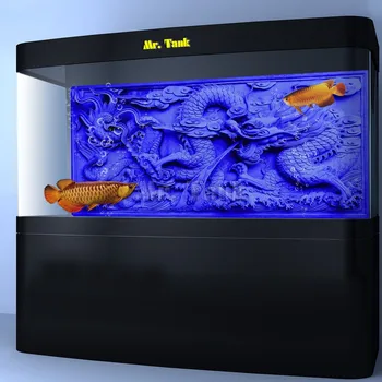 

Custom Size Aquarium Background Poster With Self-Adhesive Blue Relief Dragon Double Sided PVC Ocean Fish Tank Decor Landscape