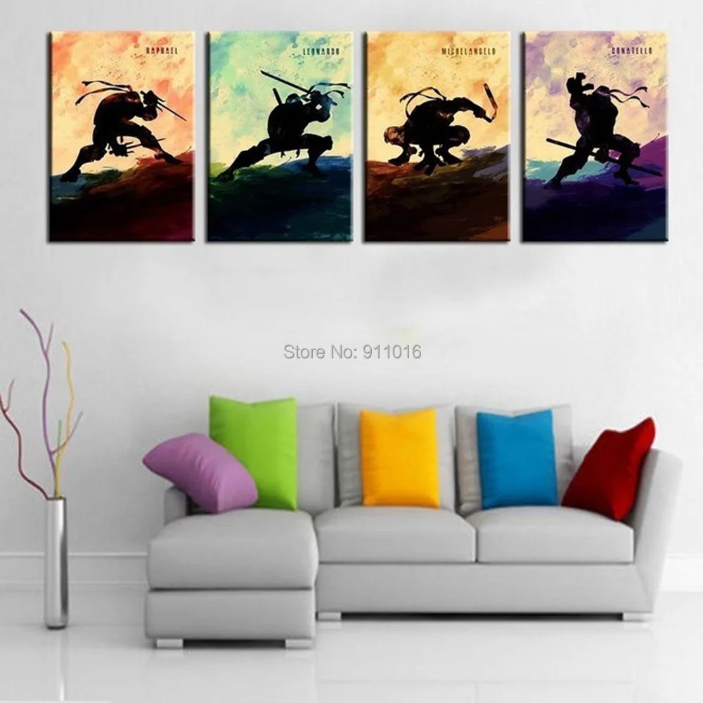 4p Cartoon Painting Hand Painted Abstract Wall Paintings Home Decor Getsubject Aeproduct
