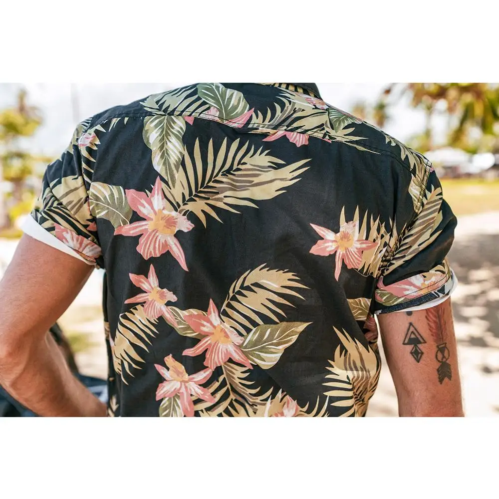 SIMWOOD 2019 الصيف جديد هاواي طباعة قميص الرجال 100% القطن عالية الجودة العلامة التجارية الملابس زائد حجم قصيرة الأكمام قمصان 190267