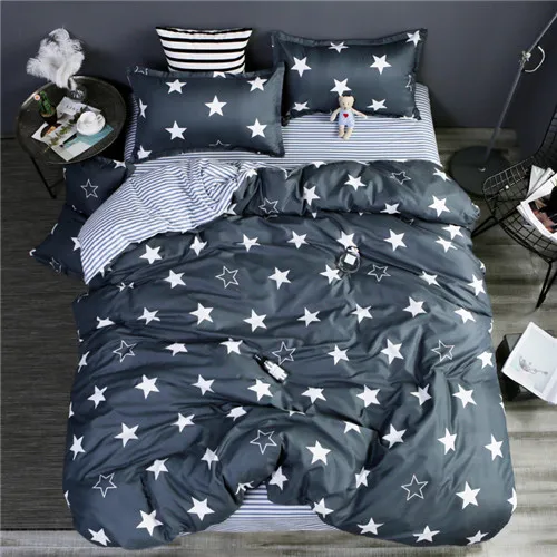 Постельное белье The Nordic style bedding set duvet cover set twin Full Queen brief reactive printed bed linen flat sheet bedclothes not quilt - Цвет: xingkongmanbu