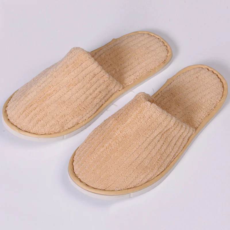 

2018 new color mixed quality disposable fashion men solid color thick coral velvet hotel household slippers 3 pairs