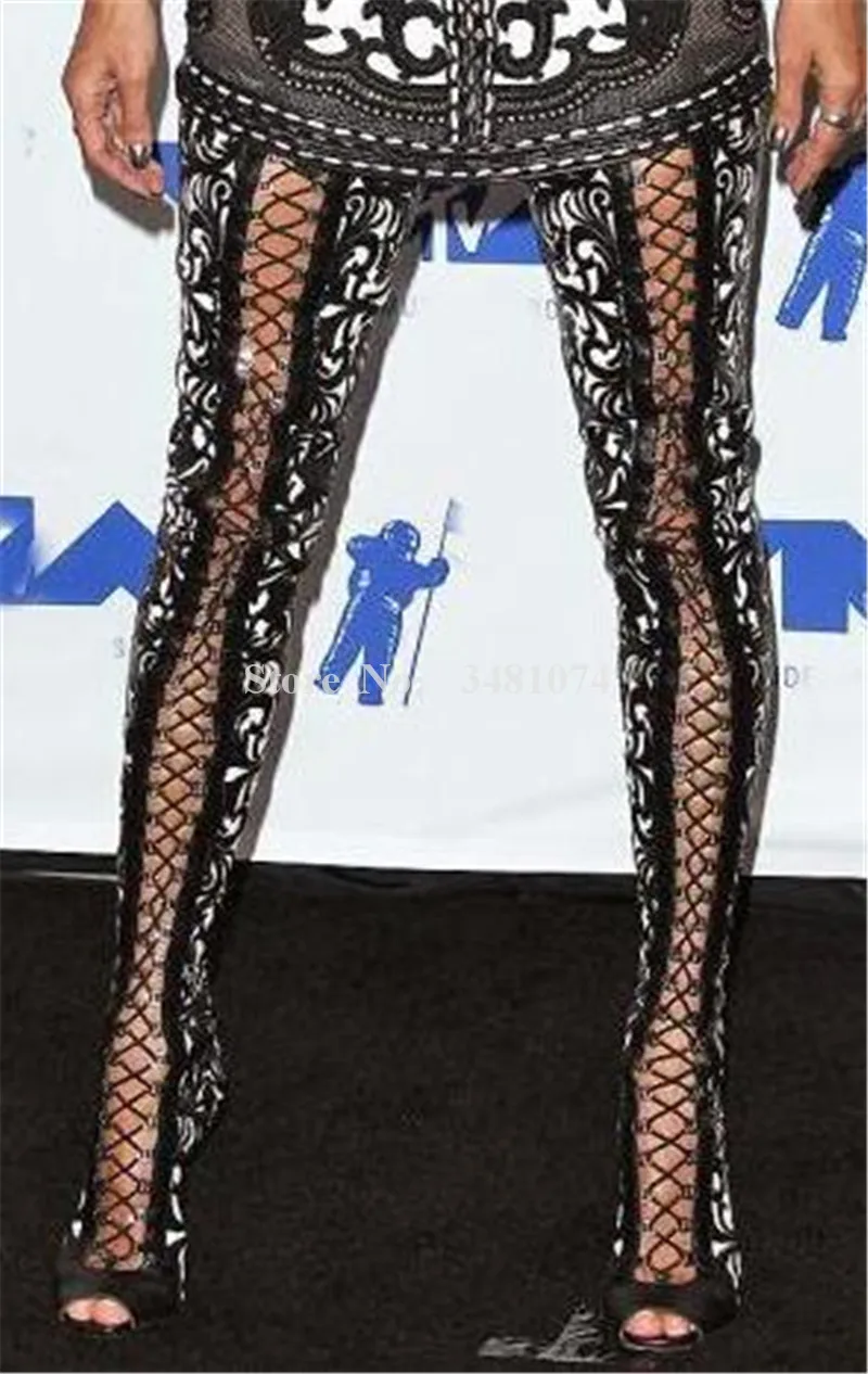 Bottes 2018 Fashion Bout Talons Récent Hauts Exposés D'été attaché Femmes Design Mince Croix Le Ultra Imprimer Plus Haute Y2HIEWD9