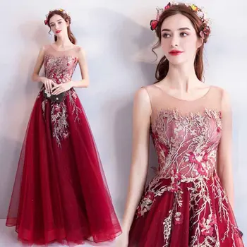 

Large Size 6XL Custom Red Deluxe Evening Party Dress Crystal Sequins Sleeveless A-Line Red Carpet Dress Birthday Gift For Women