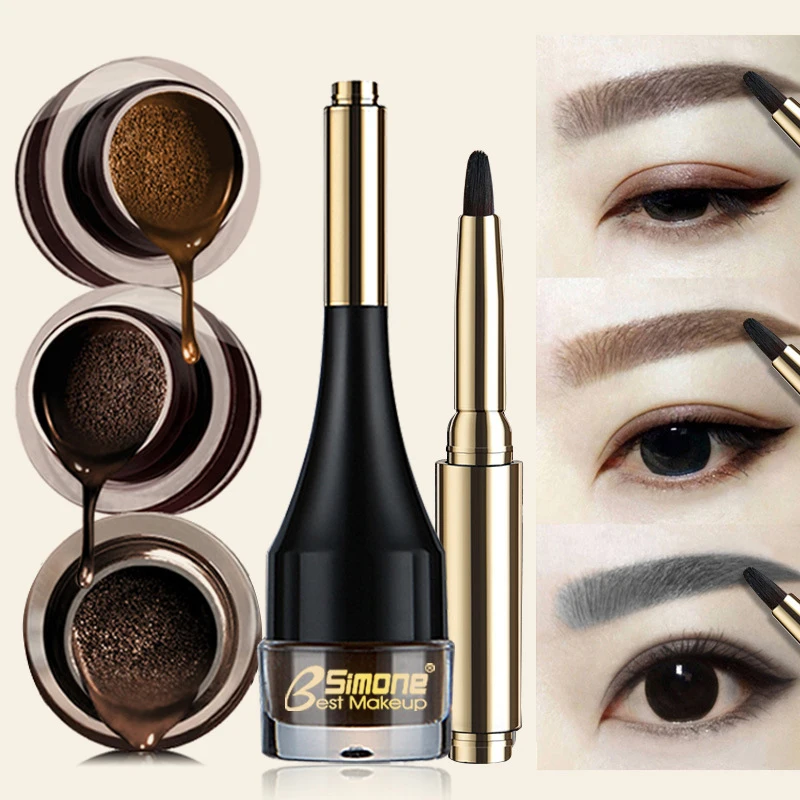 

Makeup Eye brow Enhancer Color Cream Eyebrow Gel Waterproof Natural Pigment Eye brow With Brushes