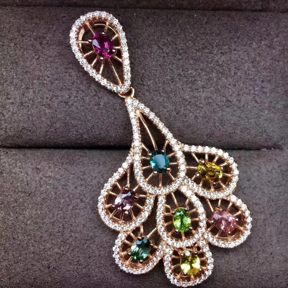  Pendentif tourmaline multicolore naturel pierre précieuse naturelle Phoenix tai collier pendentif v