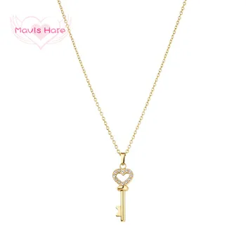 

Mavis Hare 2019 Newest Key Necklace Key to my Heart Crystal Chain Necklace Stainless Steel Pendant as Valentines perfect gift
