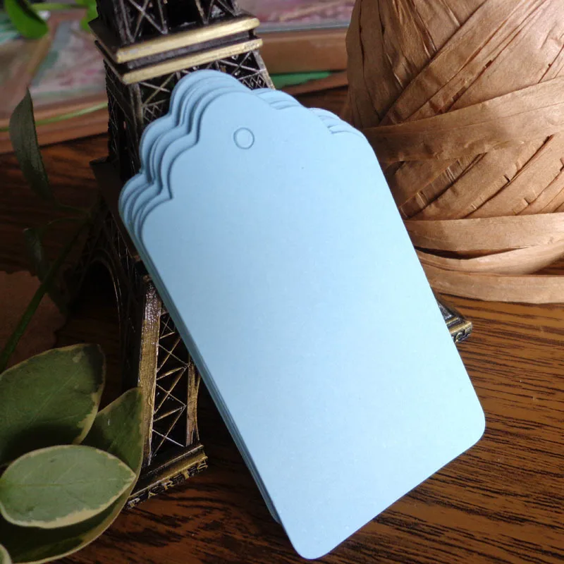 50pc Light Blue Bookmark with Scalloped Edge Blank Paper Gift Tags