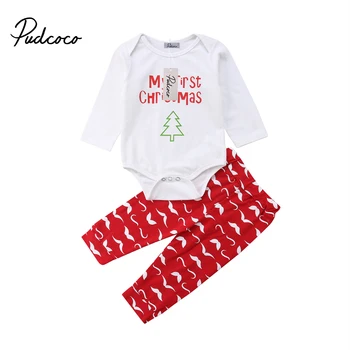

Christmas Baby Outfits Infant Baby Girls Boys Jumpsuit Tops Long Sleeve Bodysuit Toddler Mustache Print Pants Leggings 0-24M