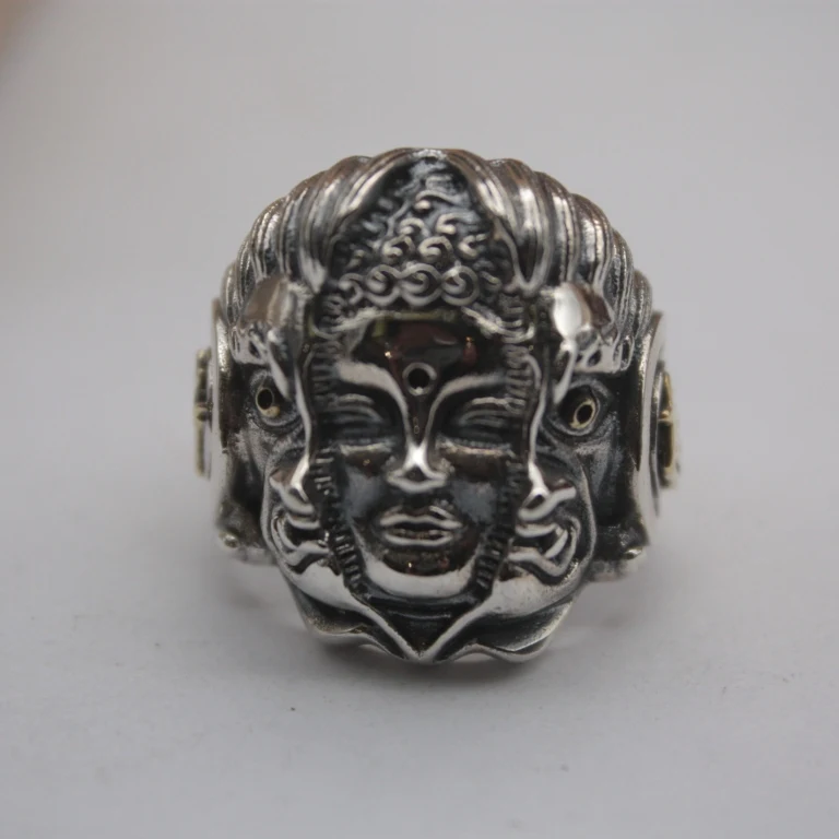

New Sterling Silver S925 Ring For Women Men Ring Female Buddha Unique Designed Ring 24mmW 2018 US 7-12 Fashion Hot