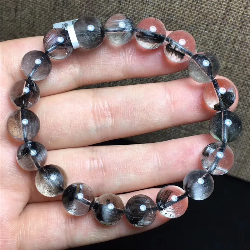 

10mm Natural Silver Rutilated Quartz Bracelet Jewelry For Women Men Clear Stone Round Beads Crsytal Fashion Bracelet AAAAA
