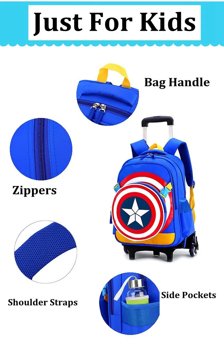 Капитан Америка Супергерой детские мальчики элементарные дорожные сумки на колесиках для школы комплект рюкзак с колесами сумка рюкзаки на колесиках