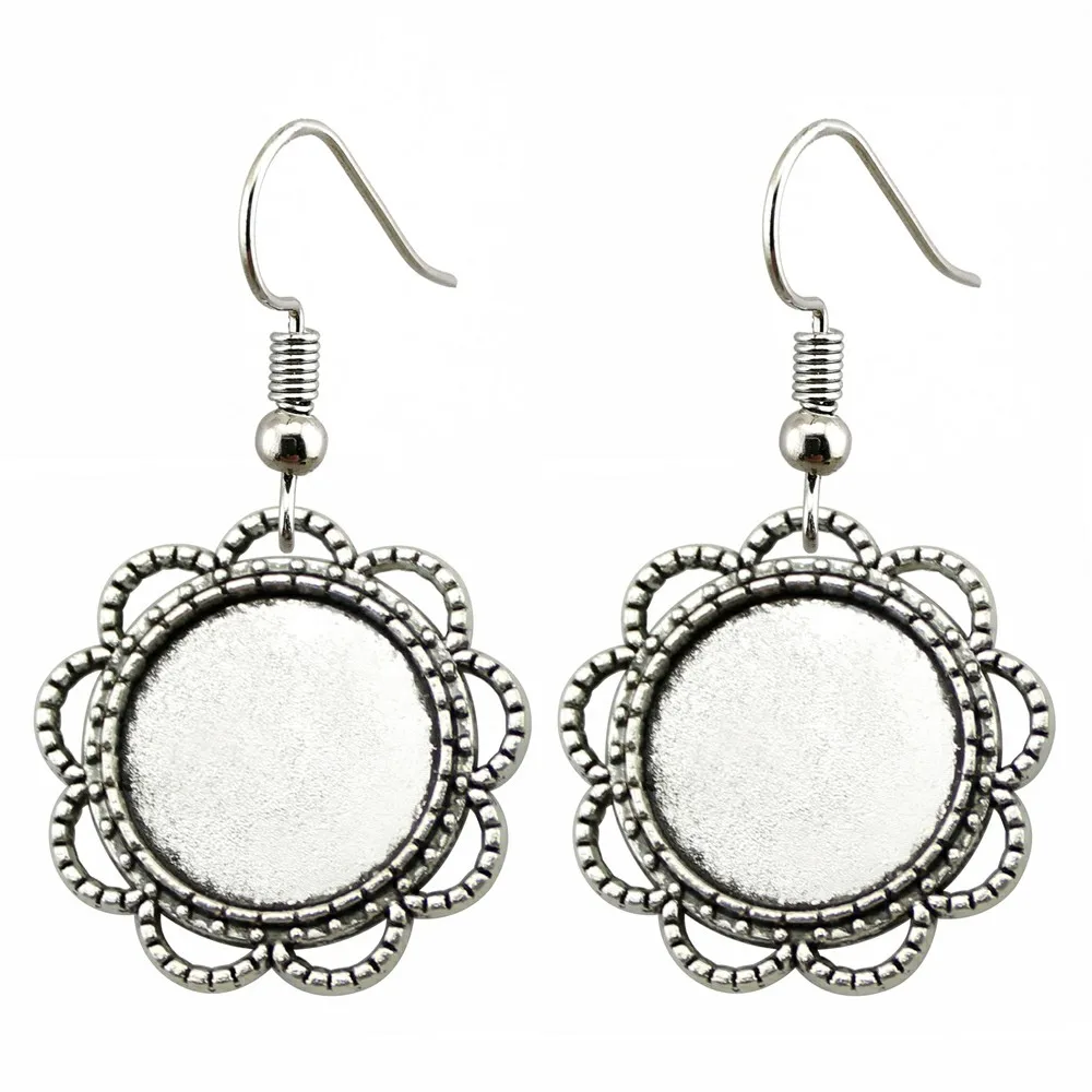 3 Pairs Fit 18mm Round Glass Cabochon Earring Settings Tray Earring Hooks Diy Earrings Base Bezels for Handmade Jewelry Making Jewelry Findings