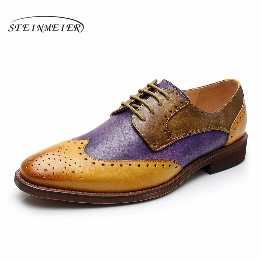 

Yinzo Women's Flats Oxford Shoes Woman Genuine Leather Sneakers lady brogues Vintage Casual shoes for Women handmade 2019 spring