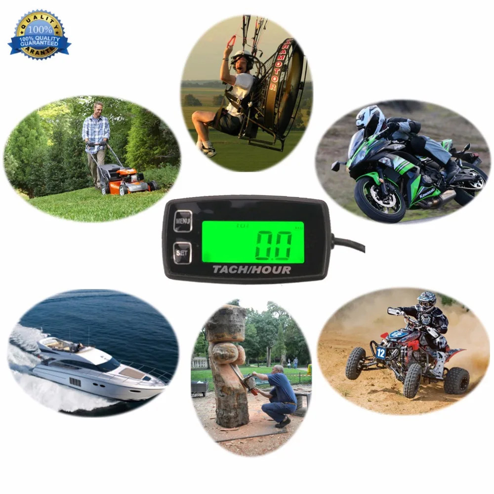 Backlight High Quality Hour Meter Tachometer Rpm Meter For Atv Tractor