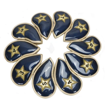 

Latest 10PCS Crystal PU Golf Club Headcover Set for Irons Star Golf Irons Headcover 3-9 APS 4Colors