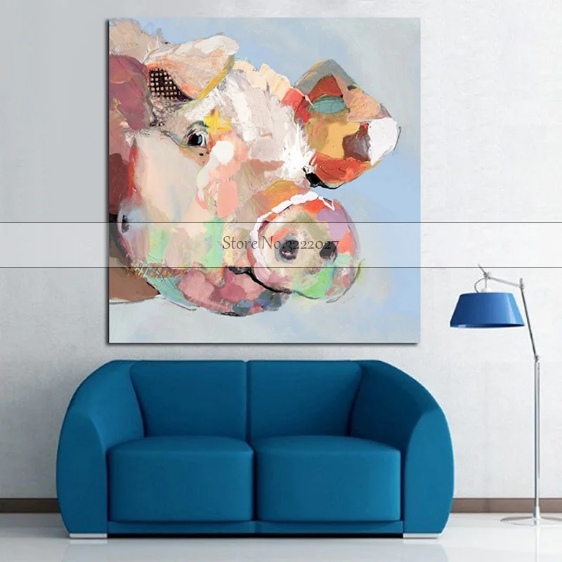 Najlepszy Nowy Camvas Malarstwo Abstrakcyjne Świnia Obrazy Olejne Na Płótnie 100% Ręcznie Kolorowe Płótno Modern Art Dla Dekoracje Ścienne Do Domu