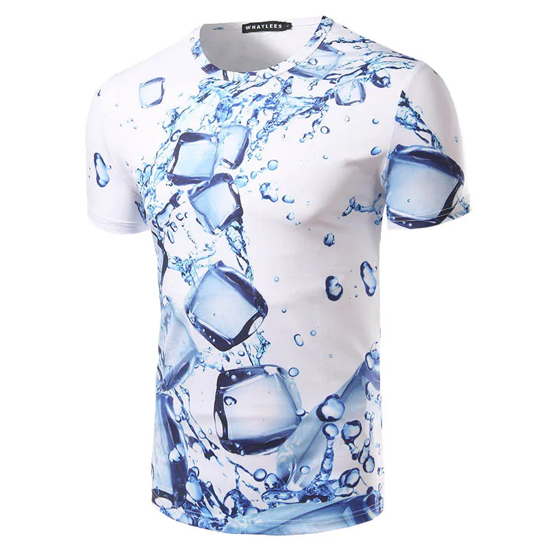 Personalized Ice Water Droplets T shirt Casual Short Sleeved T shirts