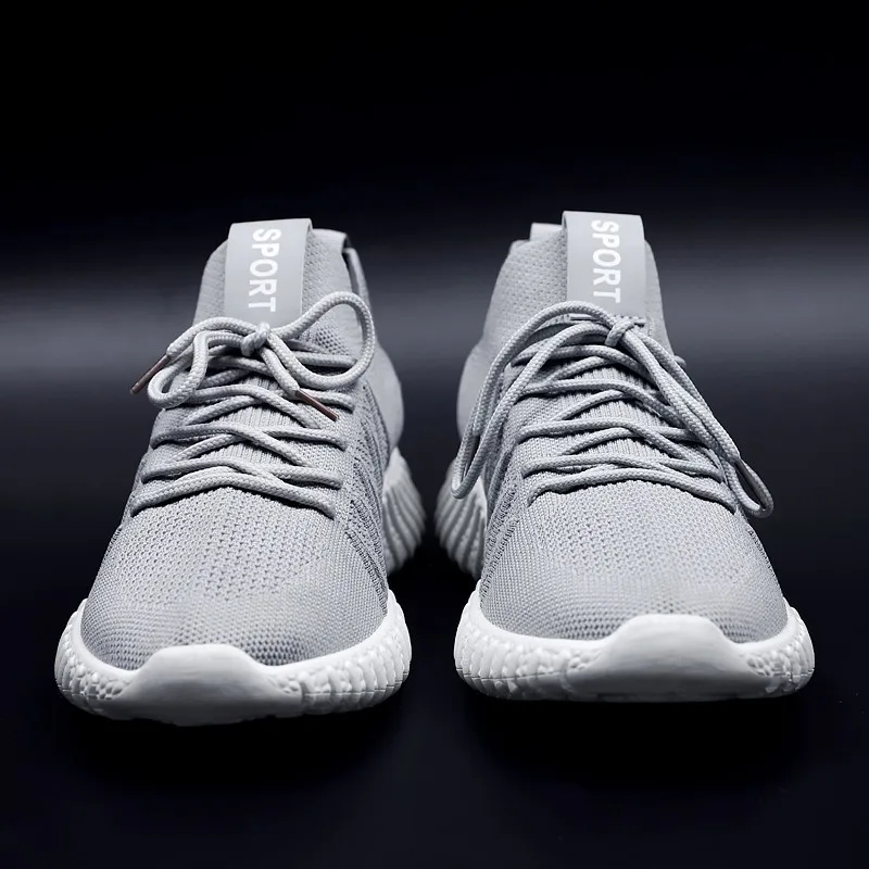 

Hemmyi Mens Sneakers Casual Shoes Flying Woven Breathable Erkek Ayakkabi Trainers Lace-Up Comfortable Zapatos De Hombre Black