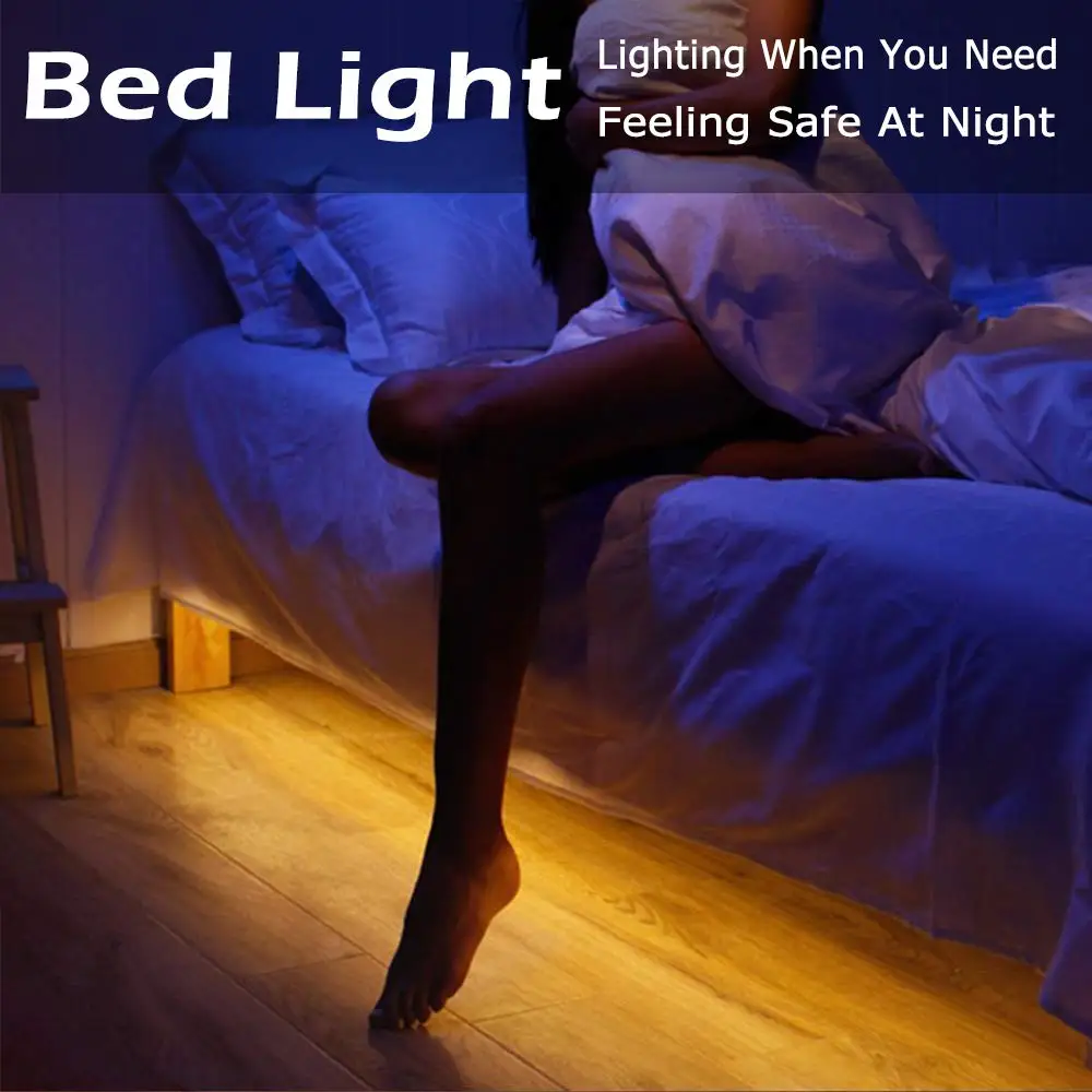 Светодиодный светильник под шкаф s rgb 5050 PIR инфракрасный светильник с датчиком движения под кровать шкаф ночной Светильник авто вкл/выкл Светодиодная лента