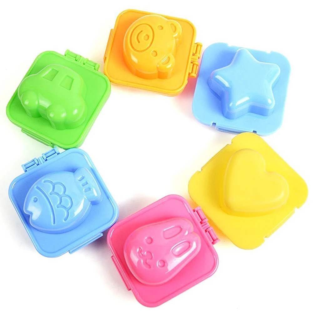 

6Pcs Rice Ball Mold Cartoon Form Sushi Mold Onigiri Rice Ball Bento Press Maker Mold Diy Tool Colorful