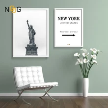 NOOG Nordic Landscape poster Wall Art New York The Statue Of Liberty Canvas Poster And Canvas Painting For USA Home Decorative