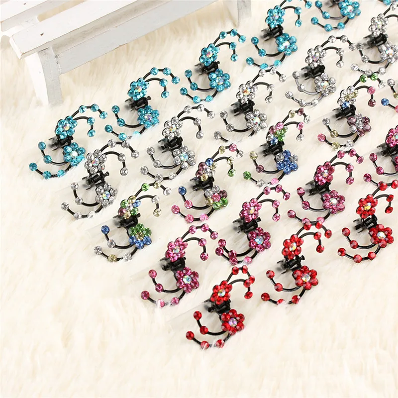 6 pcs/Pack Crystal Rhinestone Flower Hair Claws Mini Women Wedding Bridal Girl Hairpins 5 colors Jewelry Hair Clip 6 pcs/Pack Crystal Rhinestone Flower Hair Claws Mini Women Wedding Bridal Girl Hairpins 5 colors Jewelry Hair Clip