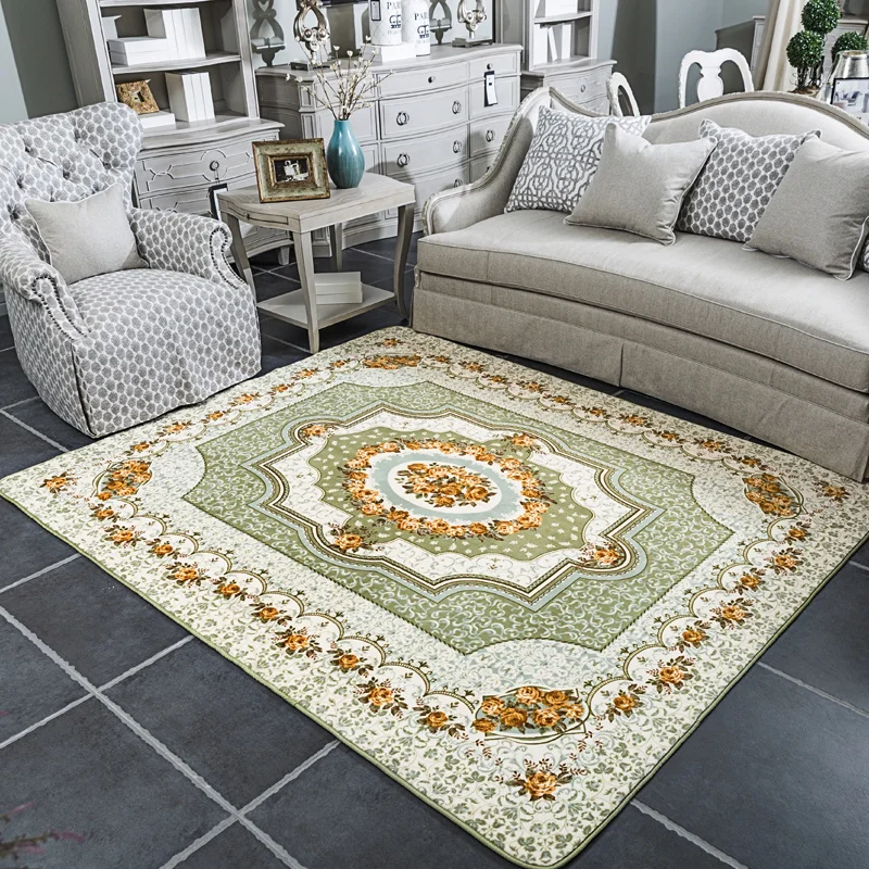 European Classic Rose Carpet Living Room Carpet Rug Bedroom Non slip