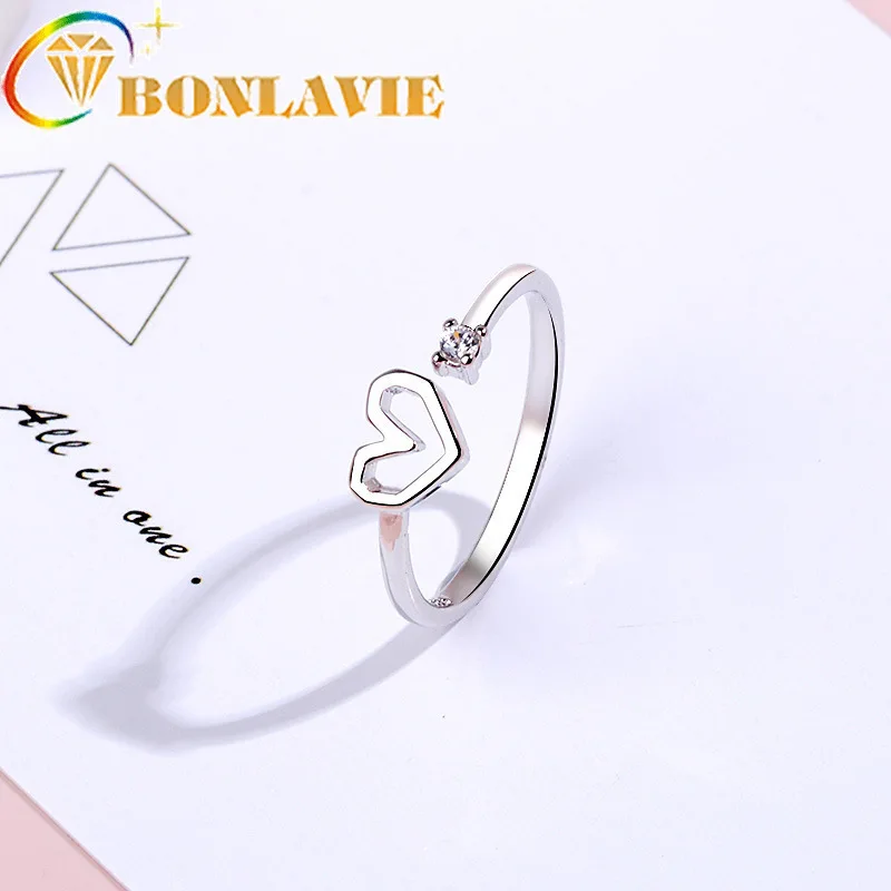 

2018 New Fashion Women Girl Cute Simple Metal Love Heart Resizable Open Adjustable Rings Hollow Out Ring Jewelry