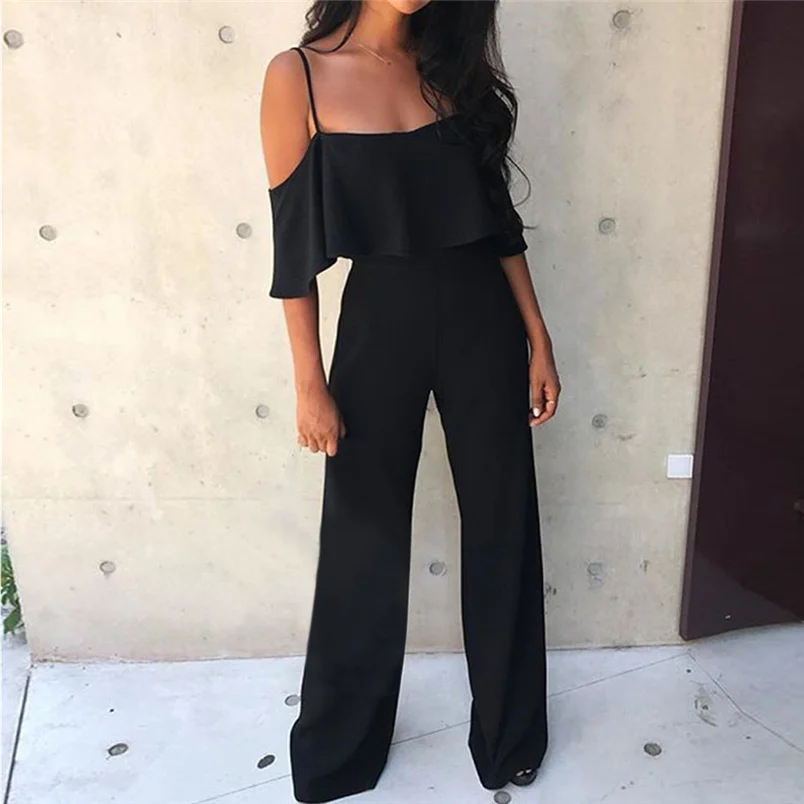 Jumpsuit Summer Women Long 2018 New Brand Hollow Out Bodysuits Sexy Clubwear Wide Legs Pants Elegant Jumpsuit combinai #J08 (15)