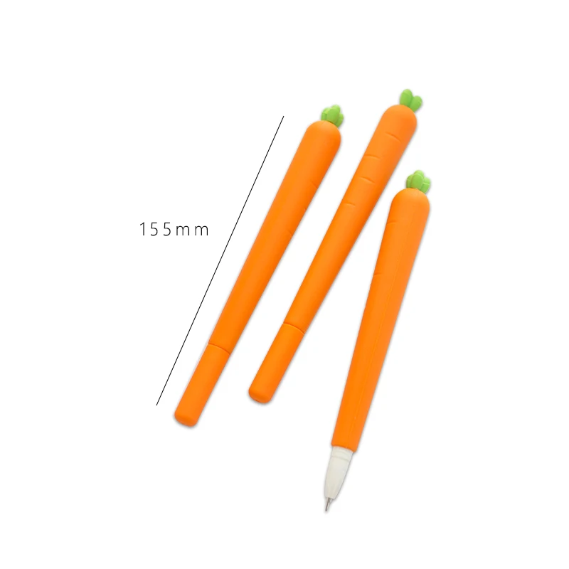 4PCS/lot Carrot Silicone Gel Ink Pens for Stationery School Supply 0.5mm Black 