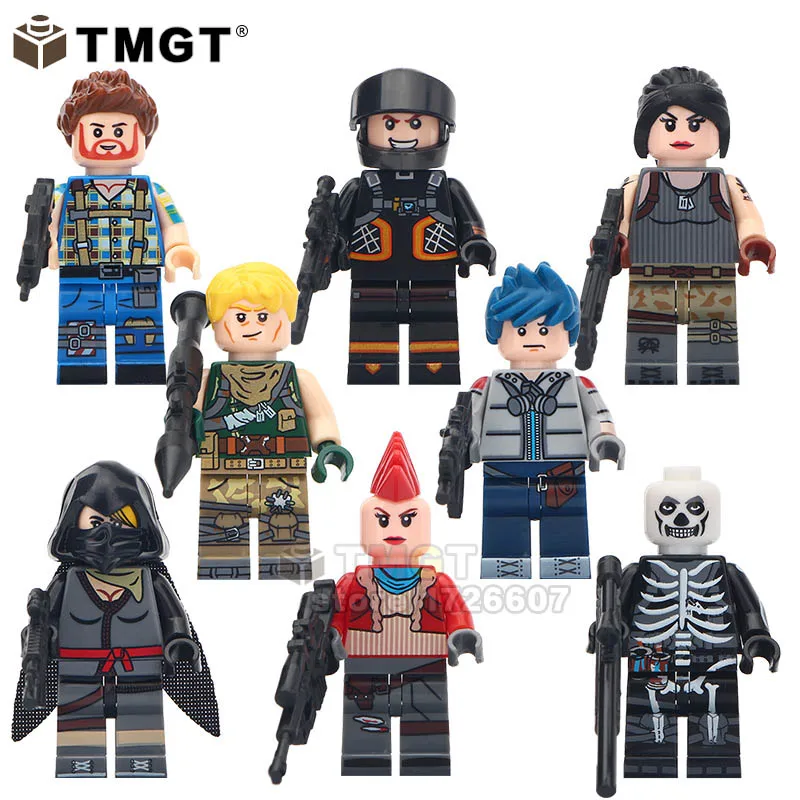 

20PCS/LOT Building Blocks With Weapon Ninja Dark Voyar Skull Trooper Jonesy Male Explorer Builder Actions toy for children